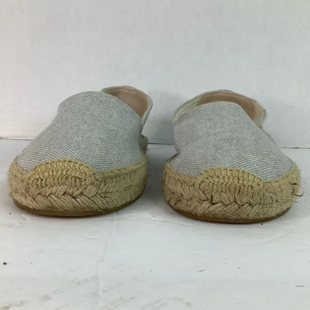 Soludos Almond Toe Platform Espadrille Slip On Gray Textile Canvas Women Sz 8.5